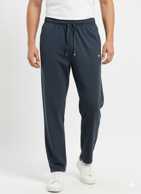 VOMAZO Solid Men Dark Blue Track Pants