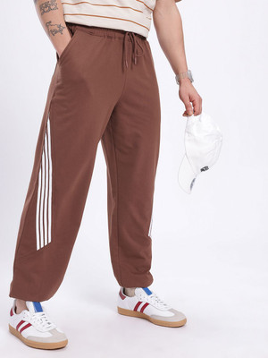 Glitchez Solid Men Brown Track Pants