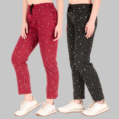 Priyansh Enterprises Printed Women Black, Pink Track Pants