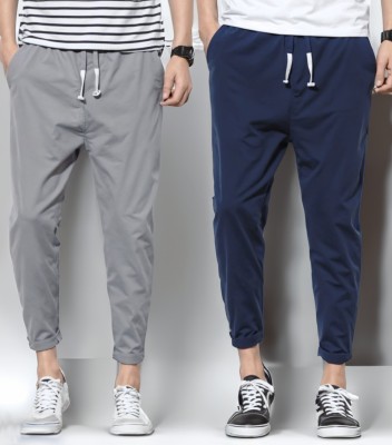 Septem Self Design Men Grey, Dark Blue Track Pants
