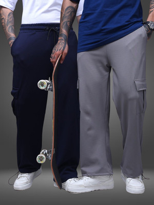 MADSTO Solid Men Dark Blue, Grey Track Pants