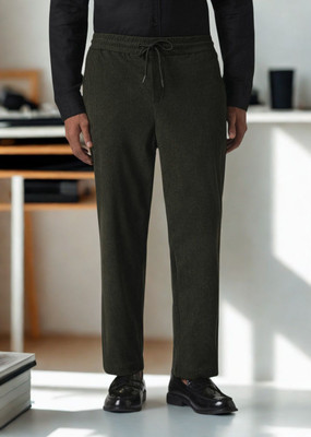 INDICLUB Solid Men Dark Green Track Pants