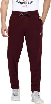 VAN HEUSEN Solid Men Maroon Track Pants
