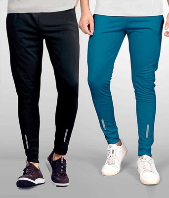 kdsn Solid Men Black, Light Blue Track Pants