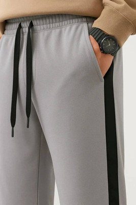 NFTRENDLYY Striped Men Grey Track Pants