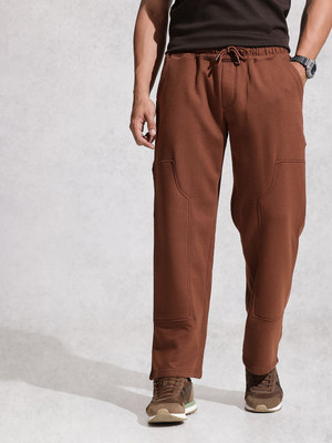 WROGN Solid Men Brown Track Pants