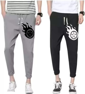 bfb Solid Men Black, Grey Track Pants