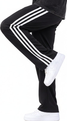 SUHANDICRFATS Solid, Striped Men Black Track Pants