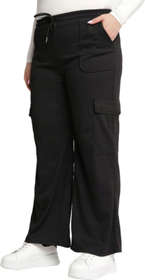 Meyara Solid Women Black Track Pants
