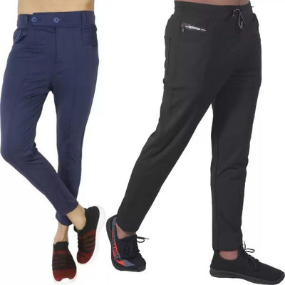 ynam Solid Men Blue, Black Track Pants