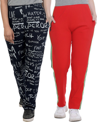 HouseOfCommon Printed Women Red, Black Track Pants