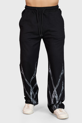 FuaarK Graphic Print Men Black Track Pants
