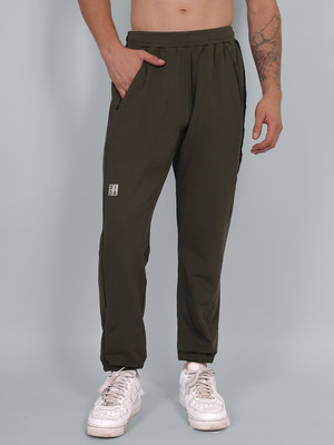 DIDA Solid Men Dark Green Track Pants