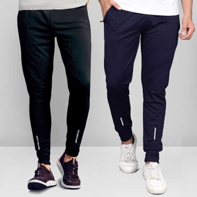 PS Traders Solid Men Black, Dark Blue Track Pants