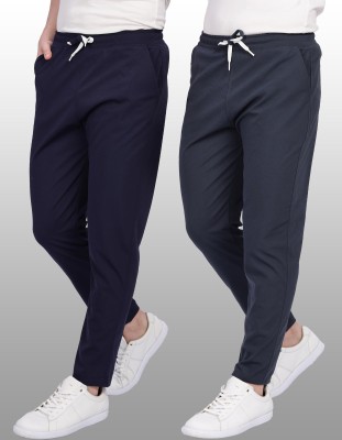 FOXTER Solid Men Blue, Grey Track Pants