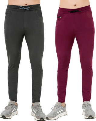 NAVRISE Self Design Men Grey, Maroon Track Pants