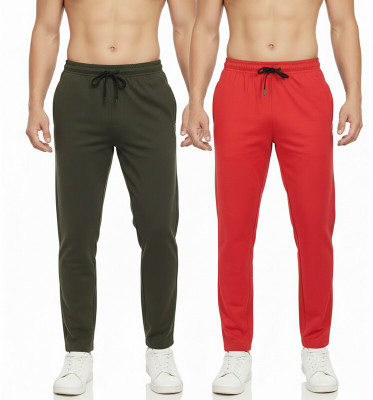 YOUNGVIBE Solid Men Dark Green Track Pants