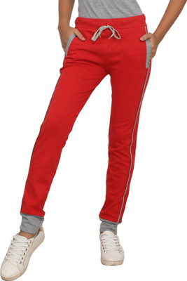 SWEEKASH Colorblock Women Red Track Pants