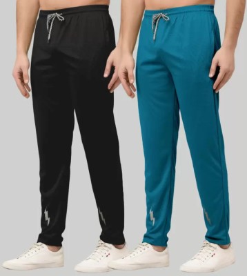 EYSTONE Solid Men Light Blue, Black Track Pants