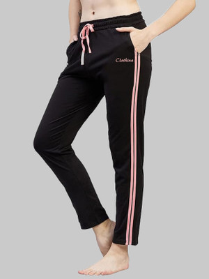 Clothina Striped Women Black Track Pants