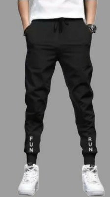 AR 9 Printed Men Black Track Pants