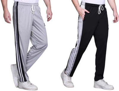 HVBK Striped Men Black, Grey Track Pants