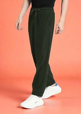 Kesaria Textile Company Solid Men Dark Green Track Pants