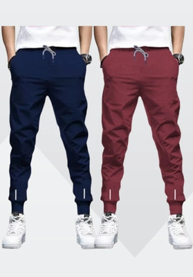Reya Solid Men Maroon, Blue Track Pants