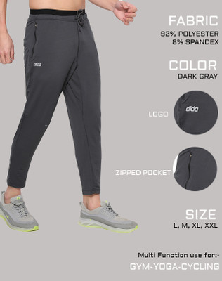 DIDA Solid Men Grey Track Pants