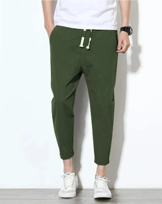 Janicks Solid Men Green Track Pants
