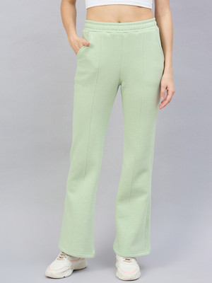 98 Degree North Solid Women Light Green Track Pants