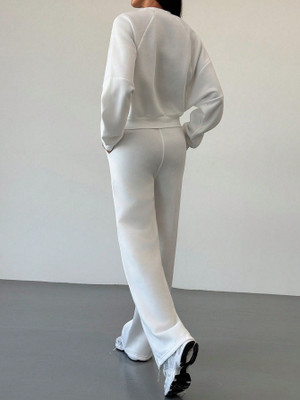 WARCOURT Loose Fit Women White Trousers