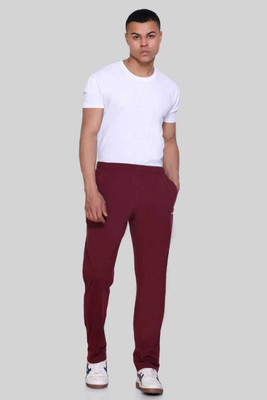 BILBURY Solid Men Maroon Track Pants