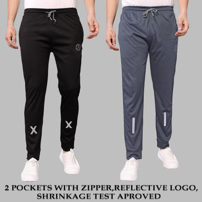 ANAND Printed Men Black, Grey Track Pants