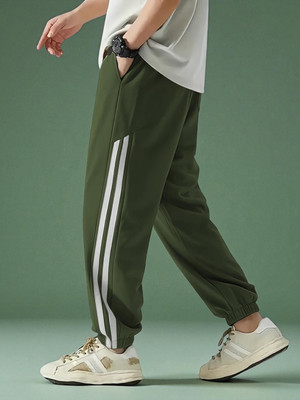 NIVEDANM Self Design Men Green Track Pants