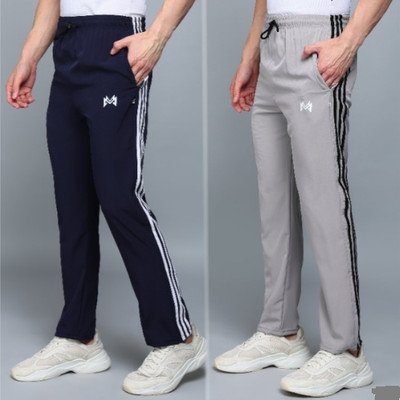 mank D Striped Men Blue Track Pants