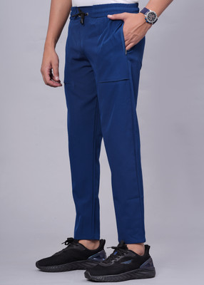 J FLISE Solid Men Blue Track Pants