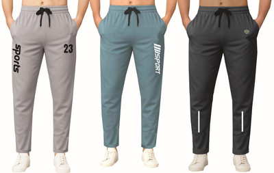 FLYZEN Solid Men Grey Track Pants