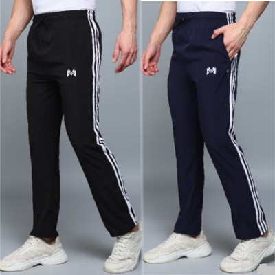 mank D Striped Men Black Track Pants