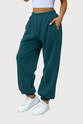 Q-Rious Solid Women Dark Green Track Pants