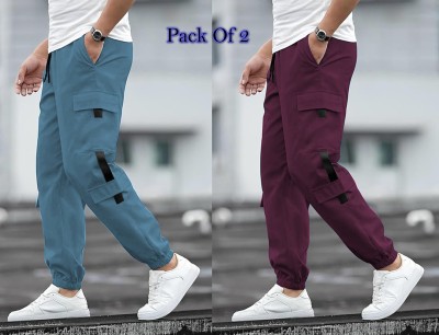 SUN BEAUTY FASHIONISTA HUB Self Design Men Purple, Light Blue Track Pants