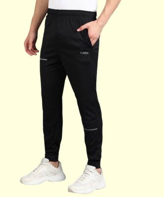 YUNEK Solid Men Black Track Pants