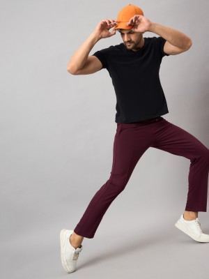 Club York Solid Men Maroon Track Pants