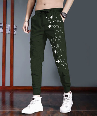 TRIPR Printed, Colorblock Men Green, White Track Pants