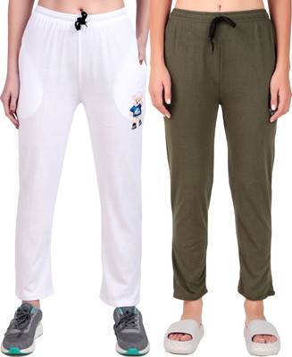 FASHIONHOUSETS Solid Women White, Green Track Pants