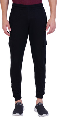 CornerKick Solid Men Black Track Pants