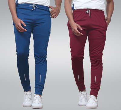 Cronix Solid Men Light Blue, Maroon Track Pants