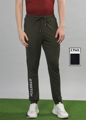 Force NXT Solid Men Olive, Black Track Pants