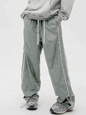 Rajovati Striped Men Silver Track Pants