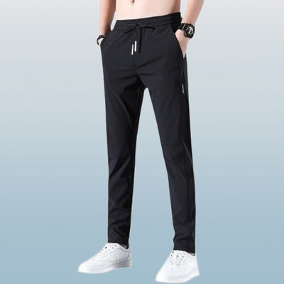 FICKA Solid Men Black Track Pants